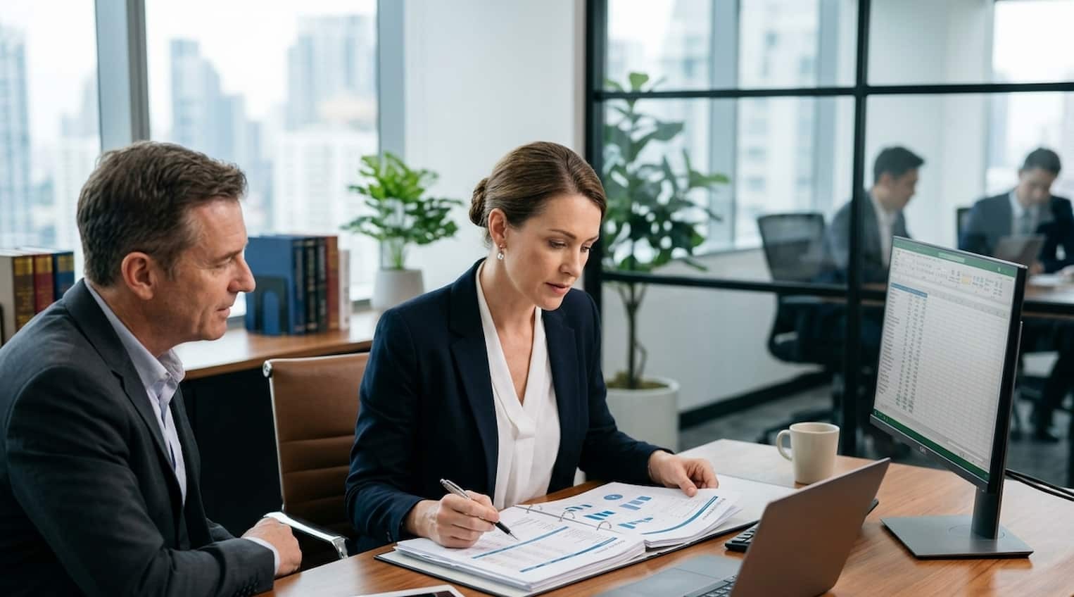 Asesoría contable para sociedades limitadas Asesor revisando las cuentas de una empresa